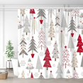thumbnail image 5 of Christmas Trees Shower Curtain Red Grey XmasTree Merry Christmas Hallp New Year Bathroom Decorations, Cute White Waterproof Fabric Shower Curtain Sets with Hooks, 72x72, 5 of 6