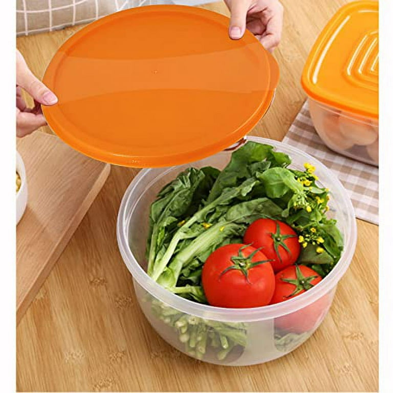 7Pcs Plastic Multicolor Salad Bowl Set,Microwave and Dishwasher