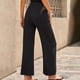 thumbnail image 2 of Pantalones De Pierna Ancha Ajuste Casual Color Puro Elasticidad Transpirable Rayas Mujer Pantalones Largos Negro M, 2 of 5