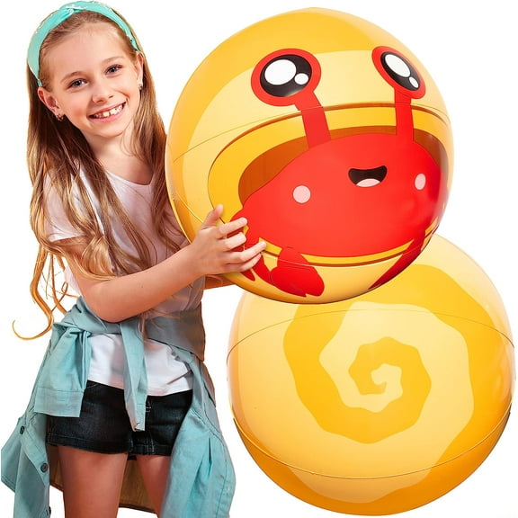 Aquamazing Crab Giant Heavy Duty 16" Beach Ball for Kids, Adults, & Toddlers, XL 4x Thicker PVC Durable Pool Float - Water Toy for Outdoor Summer Fun