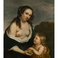 thumbnail image 2 of Jacob Van Loo 12x14 Black Ornate Wood Framed Double Matted Museum Art Print Titled: A&nbsp;Mother&nbsp;And Her Son in the Guise of Venus and Cupid, 2 of 5