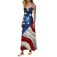 thumbnail image 4 of Womens Sleeveless Spaghetti Straps Maxi Dress Stars Stripes 4th of July Patriotic Sundress Summer Dresses, 4 of 6