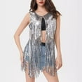 thumbnail image 4 of Ltctricy Women's Sequin Tassel Vest Sparkly Open Front Sleeveless Jackets Trendy Party Waistcoat Clubwear, 4 of 4
