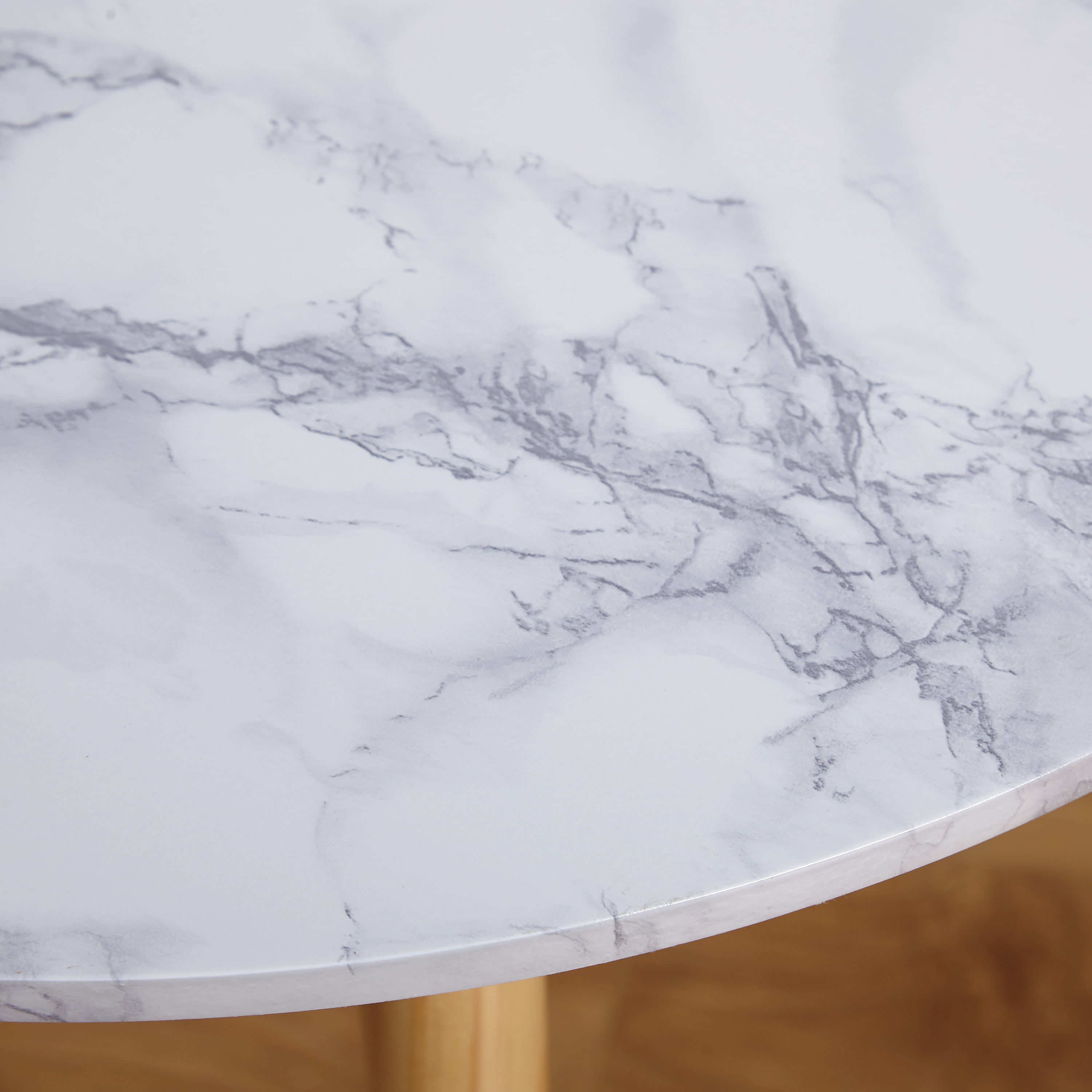 angelo isHome Darcy Modern Round Coffee Table, Natural/White Faux Marble