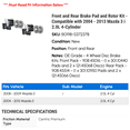 thumbnail image 2 of Front and Rear Brake Pad and Rotor Kit - Compatible with 2004 - 2013 Mazda 3 i 2.0L 4-Cylinder 2005 2006 2007 2008 2009 2010 2011 2012, 2 of 2