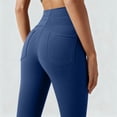 thumbnail image 3 of Women Straight Leggings Bottoms Wide Leg Pants High Waist Stretchy Comfy No Front Seam Yoga Workout Gym Pants (Royal Blue,2XL), 3 of 6