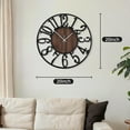 thumbnail image 2 of OMA Round Wall Clock for Living Room Decor Battery Operated Non Ticking Silent Vintage Black Metal Wood Clocks for Home Living Room Garden Farmhouse Office Kitchen Decoration -20 inch, 2 of 9