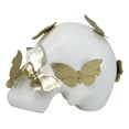 thumbnail image 3 of Boudoir Style French Papillon Gold Patina Butterflies On White Skull Figurine, 3 of 9
