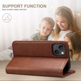 thumbnail image 5 of Nalacover Wallet Case for iPhone 15 Plus with Credit Card Slots Holder Kickstand, Premium PU Leather + Soft Silicone Magnetic Closure Flip Folio Cover Anti-Scratches Shockproof Case, Brown, 5 of 6
