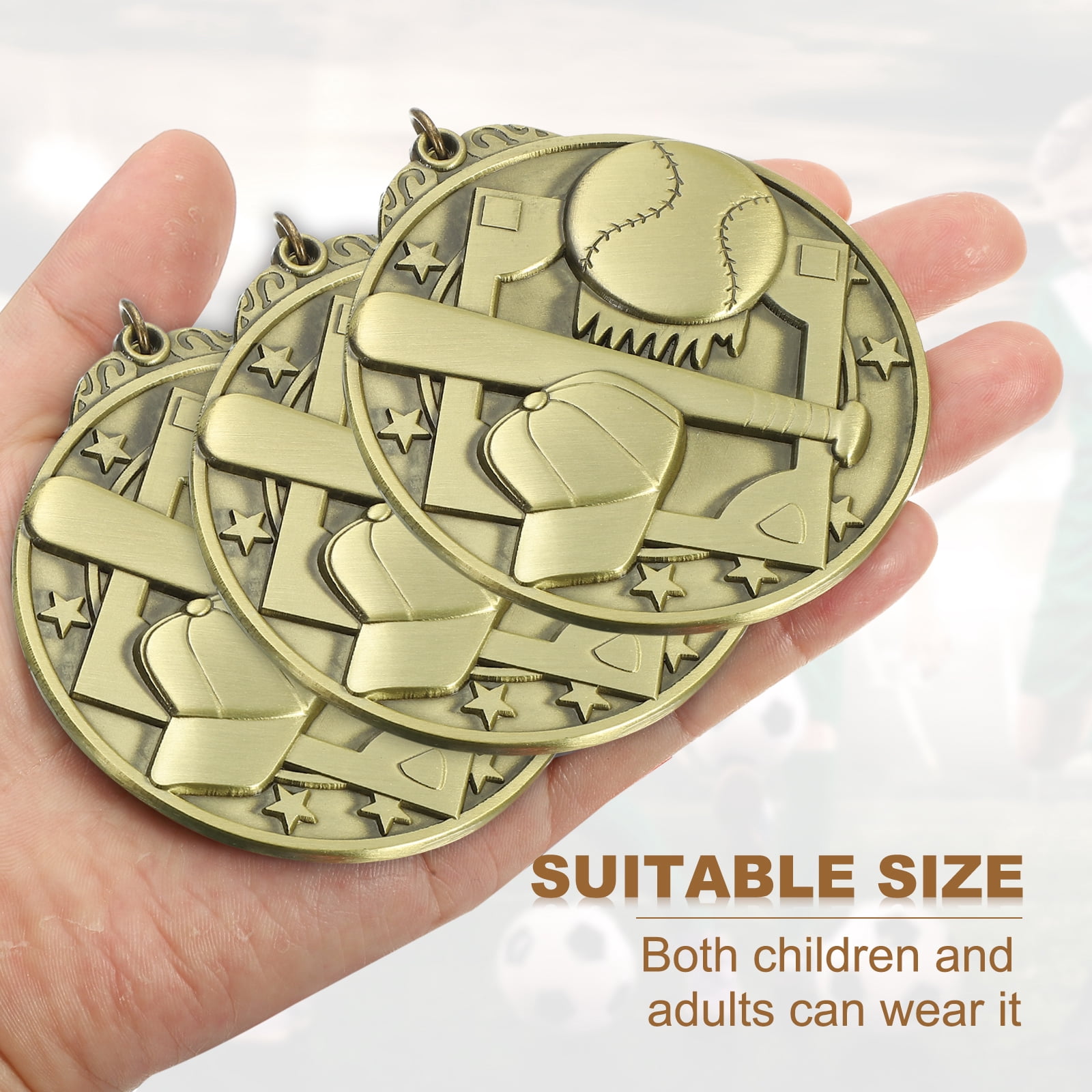Uxcell Baseball Games Cap Award Medals with Ribbons, Winner Medals Prizes for Competitions Sports Party Gold