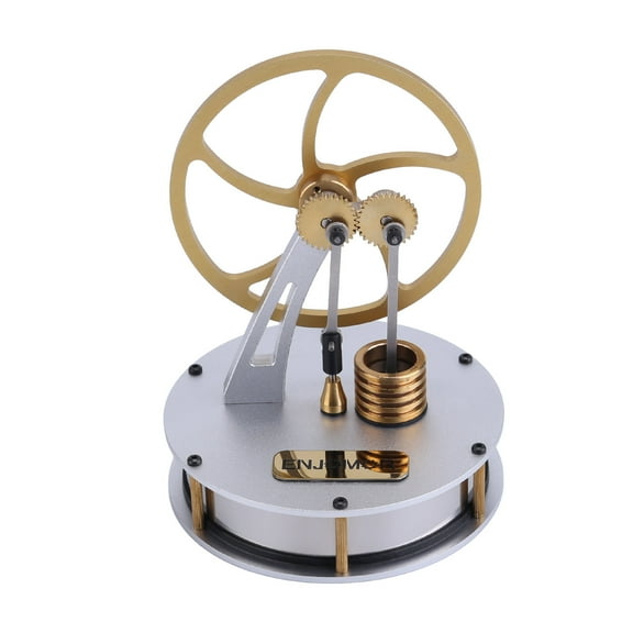 STEM Stirling Engine Model,Gamma-Type Low Temperature Difference & Gear Transmission Heat Engine with Piston,Metal Desktop Collectible Gift for Hobbyists
