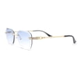 thumbnail image 3 of Rhinestone Jewel Stud Metal Rimless Bevel Lens Rectangle Sunglasses Gold - Blue, 3 of 4