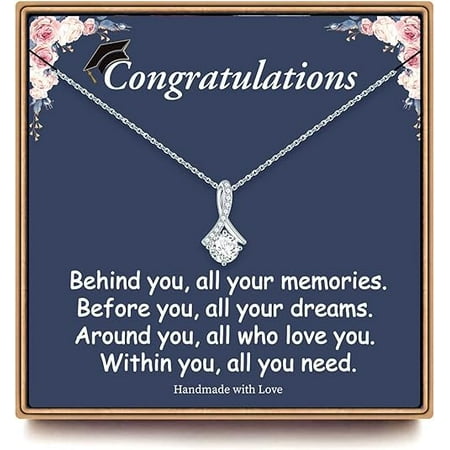 College School Graduation Necklace Gifts, Alluring Beauty Necklace, Class of 2025 14K White Gold Plated Graduation Necklace, 2025 Graduation Gifts for Her with Message Card and Gift Box