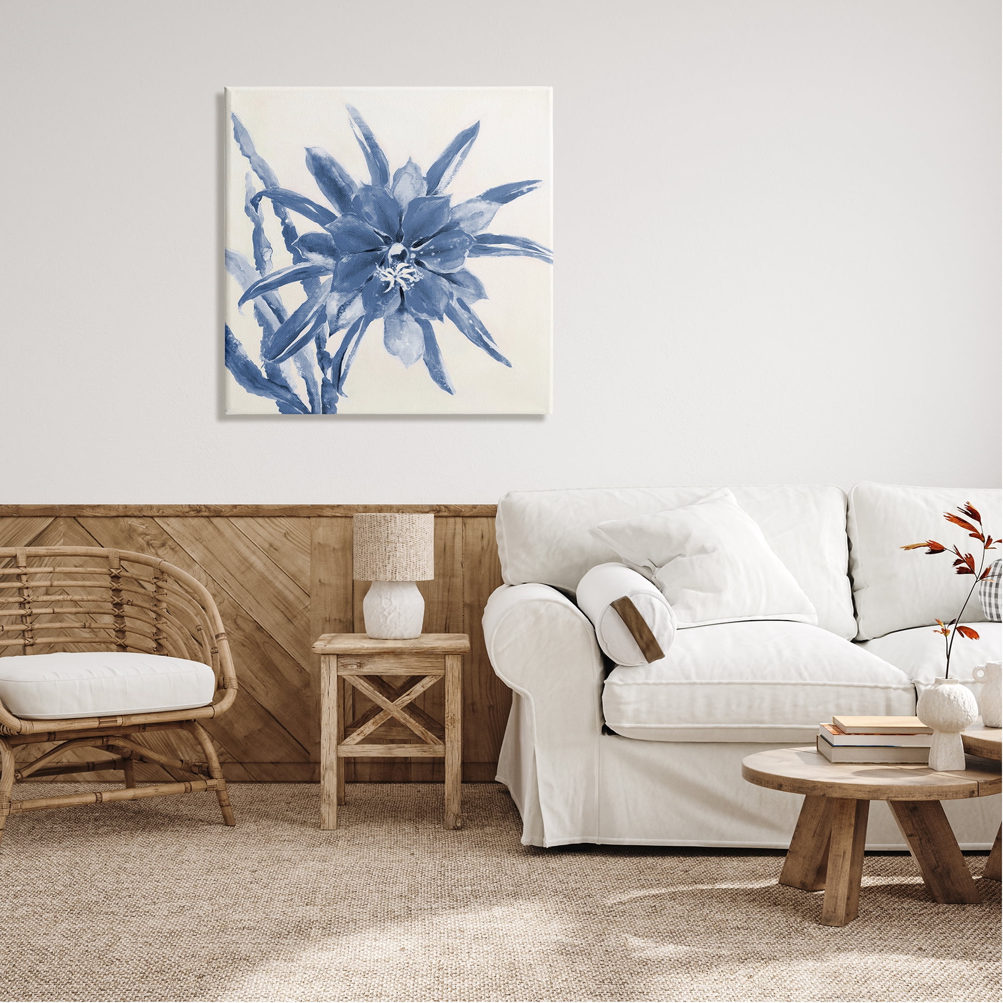 Stupell Industries Blue & White Flower Botanical & Floral Painting Gallery Wrapped Canvas Print Wall Art, 30 x 30