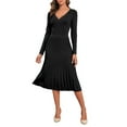thumbnail image 3 of PrettyGuide Women's Wrap Sweater Dress V Neck Long Sleeve Pleated A Line Knit Midi Dresses, 3 of 8