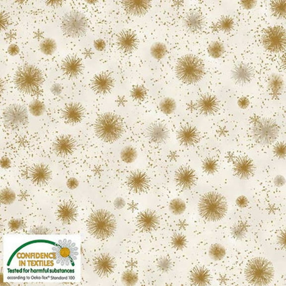 Stof Star Sprinkle Stardust Cream Gold Cotton Fabric By The Yard