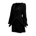 thumbnail image 5 of FAIWAD Robes for Women Soft Plush Hooded Short Bathrobe Fluffy Fleece Nightgown with Pockets and Belt Tie, 5 of 7