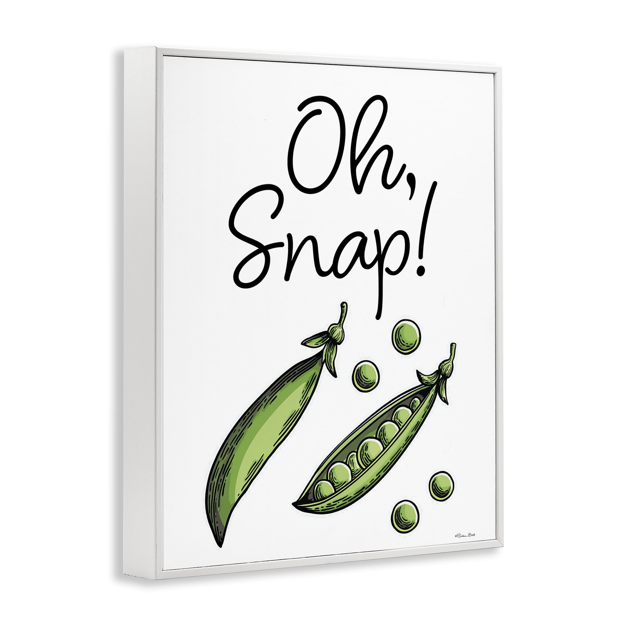 Stupell Industries Oh Snap Peas White Framed Giclee Art, design by Susan Ball