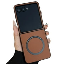ELEHOLD for Motorola Razr Ultra 2025 Leather Case, Compatible with Mag Safe Charging, Slim Lightweight PU Leather Shockproof Anti-Scratch Case for Motorola Razr Ultra 2025 ,Brown