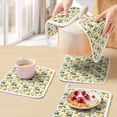 thumbnail image 5 of Yellow Lemon Pot Holders for Kitchen Heatproof Potholder, 4 Pack Tropical Green Leaf Pink Floral Fruit Hot Pads Multipurpose Oven Pads Cloth Potholders Trivet for Cooking and Baking, 5 of 8