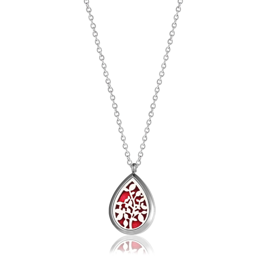 Tree of Life Teardrop Aromatherapy Necklace Oil Lockets Jewelry Essential Oil Diffuser Necklace with Gift Box