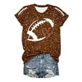 thumbnail image 4 of Holzkary Game Day Shirts Women Football Season Sequin Print Shirts Short Sleeve Football Graphic Pullover Tops Game Day Outfits Women's Rugby Love Print Round Neck Short Sleeve Top T Shirt Brown L, 4 of 5