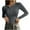 Gray, variant on AherBiu Going out Tops for Women Cropped Quarter Button Crewneck Long Sleeve Slim Fitted Basic Layer T Shirts Blouse