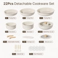 thumbnail image 7 of Carote 22-Piece Nonstick Cookware Sets, Granite Non Stick Pots and Pans with Removable Handles, Oven Safe, Induction Compatible, Cream White, 7 of 7