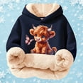 thumbnail image 2 of MAIHAN-Highland Cow Christmas Sweatshirts-Cozy Fleece Hooded Pullover with Cow Print Design,Soft Warm Winter Kids Top,Cute Highland Cow Hoodie & Sweater for Holiday Season(A-Blue,11-12Years), 2 of 6