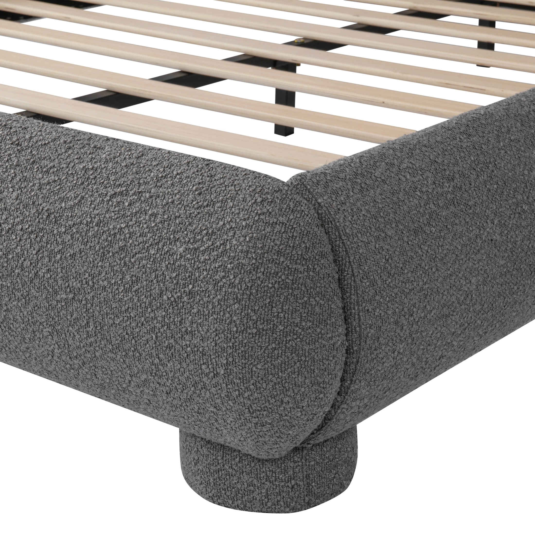 Christopher Knight Home Modern Boucle Upholstered Platform Bed with Arched Headboard, Queen Size, Gray