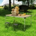 thumbnail image 3 of Resenkos Folding Camping Table, Adjustable Height Aluminum Table, Portable Camping Table for Picnic, Beach, BBQ, Rust-Resistant, 3 of 7