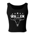 thumbnail image 3 of Wang6 Ribbed Cropped Tank Tops for Women Plus Size Sleeveless Crew Neck Tops Tshirts Causal Slim Anllen Printed Stretchy Workout Tops Tees Black XL, 3 of 3