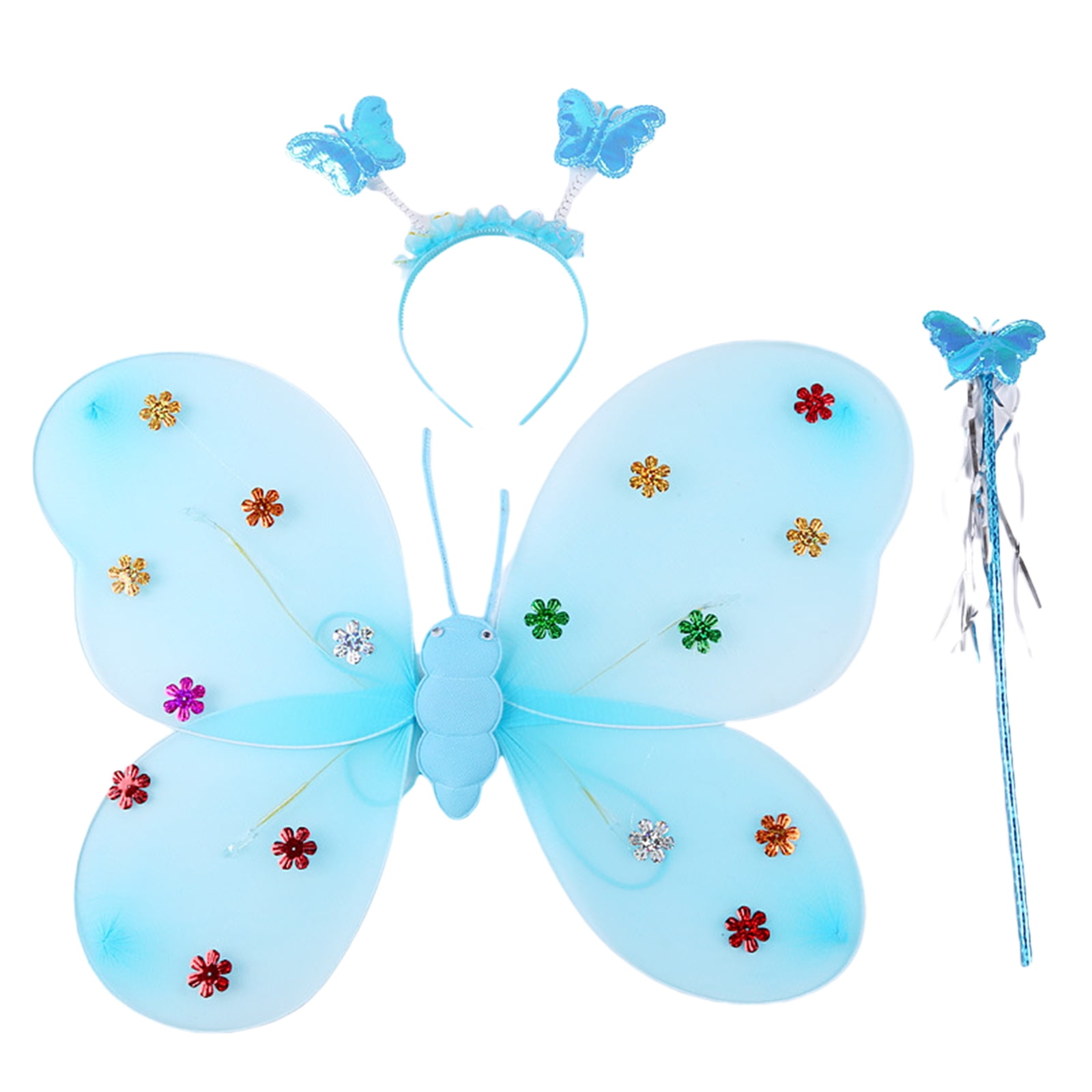 Blue Glow in the Dark Butterfly Wings for Roller Skates Small