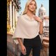 thumbnail image 4 of Poncho para Mujer, Corte Entallado, Chal Versátil, Tejido Suave, Cuello Vuelto, Top Corto Albaricoque un Tamaño, 4 of 10