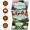 thumbnail image 7 of Teal Ombre Grey Striped Round Tablecloth, Fitted Table Cover with Elastic for 55"-60" Round Tables, Farmhouse Stripe Modern Table Cloth Outdoor Indoor Dinning Party Waterproof Tablecloths, 7 of 7
