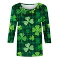 thumbnail image 6 of BEFOKA Women'S 3/4 Long Sleeve Shirts St Patricks Day Crewneck Sweatshirt Irish Shamrock Printed Pullover Sweatshirt Casual Tops Ladies Blouses Green Spring Fall Graphic T-Shirt Holiday Party Tees, 6 of 6