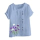 thumbnail image 4 of Vestidos Casuales Para Mujer, Blusas De Mujer De Moda Blusa informal de lino con cuello redondo, manga corta y botones para mujer, 4 of 4