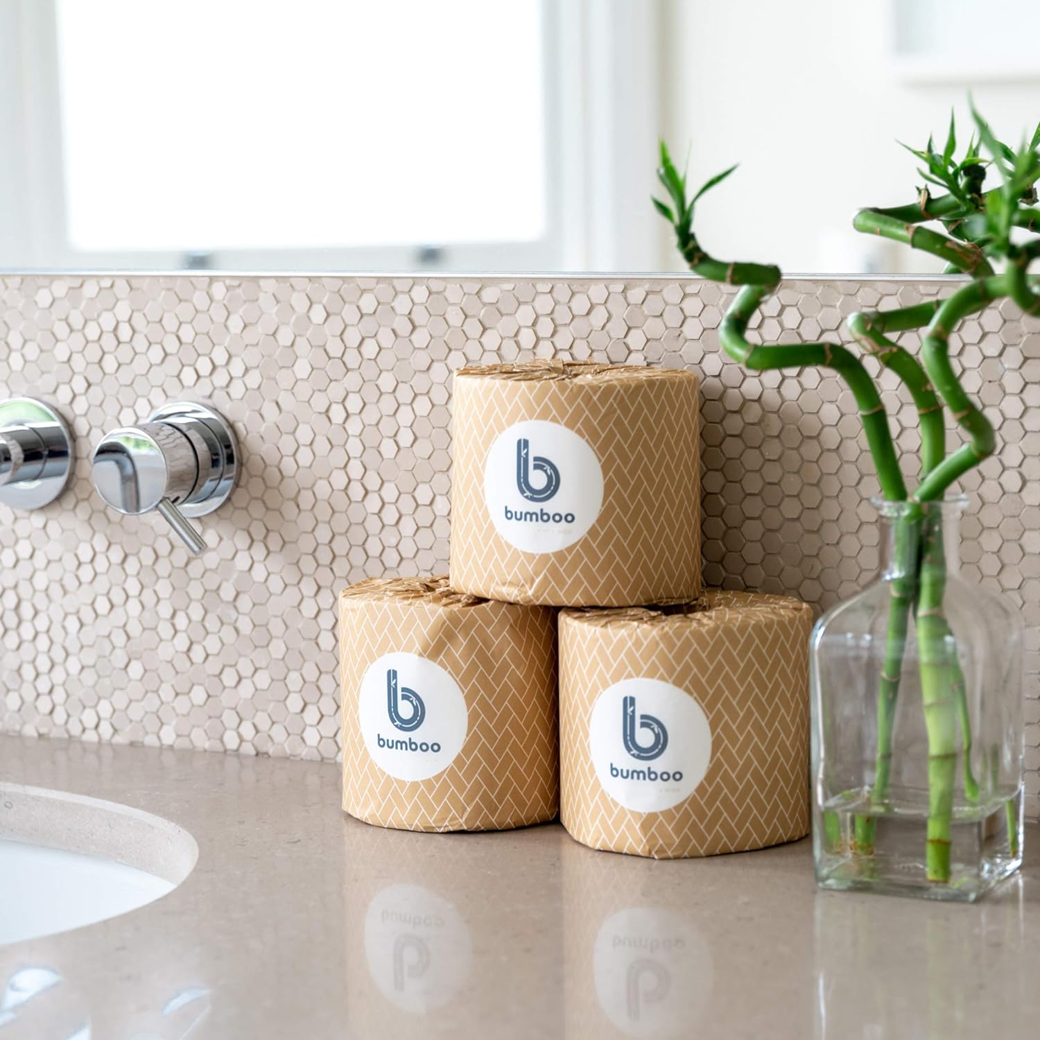 Bumboo Bamboo Toilet Roll 48 Pack | Wrapped Toilet Paper 3 ply, 300 Sheets | Eco Friendly Toilet Paper Bulk | Plastic-Free, Soft, Strong, Sustainable & Biodegradable Loo Roll
