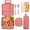 Pink1, variant on Gray 5-compartment Leak-proof Bento Lunch Box with Soup Thermos and Insulated Bag