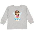 thumbnail image 3 of Inktastic Cute Fairy, Magic Fairy, Brown Hair, Mushroom Girls Long Sleeve Toddler T-Shirt, 3 of 5