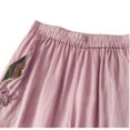 thumbnail image 4 of BiZtdJrK Cotton Linen Wide Leg Pants for Women Summer Loose Fit Palazzo Pants Casual Elastic Waist Pants Vintage Ethnic Embroidery Trousers with Pockets Pink M, 4 of 8