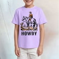 thumbnail image 2 of TTUHYWXI Toddler Baby Boy Howdy Shirt Rodeo Western Graphic Letter Short Sleeve T-Shirt Kids Funny Cowboy Summer Tee Tops (Purple, 7-8 Years), 2 of 4