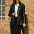 thumbnail image 4 of Amtdh Women's Trendy Blazer Solid Color Long Sleeve Lapel Button Leather Suit Coat Plus Size Loose Casual Outerwear Fall Winter Fashion Ladies Soft Jackets Black M, 4 of 9