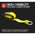 thumbnail image 2 of (20 Pack) 2" x12' Winch Lasso Strap with O Ring, Yellow - Car Tie Down Tire Straps for Trailers Auto Tow Car Hauler Wheel Net, 2 of 6