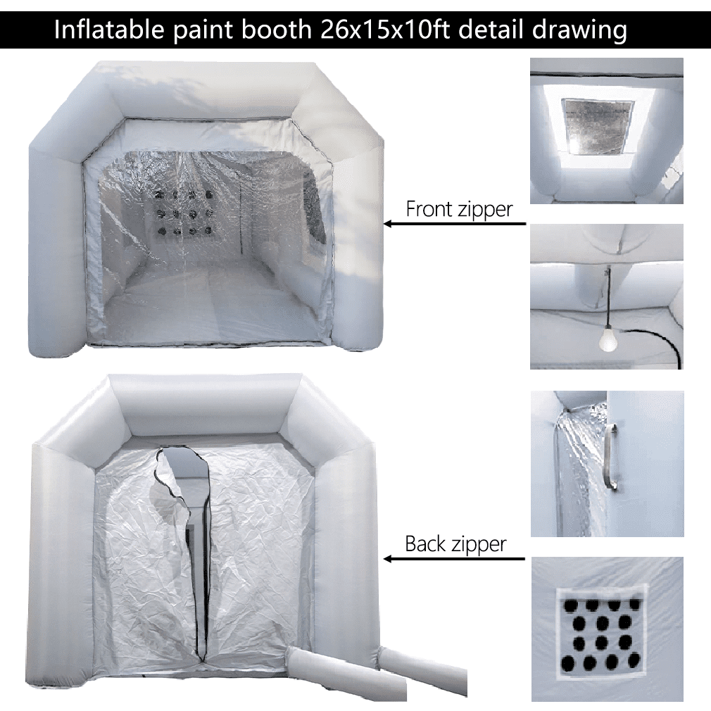 WGIA Portable Inflatable Paint Booth 26x15x10FT with 2 Blowers Inflatable Spray Booth with Air Filter System