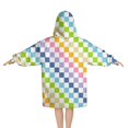 thumbnail image 2 of Pastel Color Checkered Pattern Blanket Hoodies for Kids 6-13YR Oversize Wearable Blanket Hoodies for Boys Girls Teens, 2 of 7