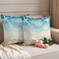 thumbnail image 2 of Teal Ombre Coastal Outdoor Waterproof Pillow Covers, Sea Nautical Summer Beach Starfish Coral Decorative Square Throw Pillowcase Sofa Cushion Sham for Patio/Couch/Chair, 18"x18" 2 Pack, 2 of 8