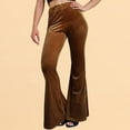 thumbnail image 2 of Arlun,Women's Oversized High Waisted Velvet Flared Pants Trendy Stretchy Solid Color Business Casual Trousers Ladies Elegant Elastic Waisted Baggy Lounge Joggers Coffee L, 2 of 5