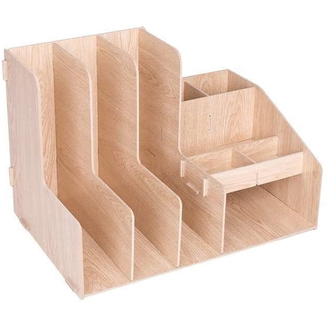 Magazine Rack Wood Multiple Columns High Capacity Partition Design ...
