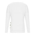 thumbnail image 4 of Antinious Womens Button Down Shirts Long Sleeve Solid Round Neck Pullover Workout Tops,Winter Sweatshirt for Women,Going Out Tops for Women,White,L, 4 of 5